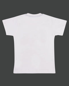 Boys Casual Printed White Round Neck T Shirt