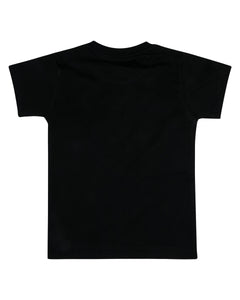 Boys Printed Black Round Neck T Shirt