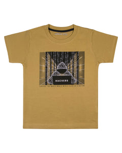 Boys Printed Yellow Casual T Shirt