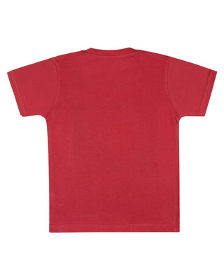 Boys Printed Red Casual T Shirt