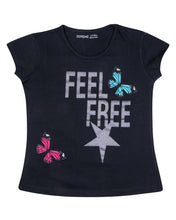 Load image into Gallery viewer, Girls Printed Black Casual Top
