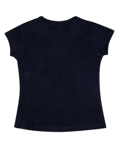 Girls Printed Navy Blue Casual Top