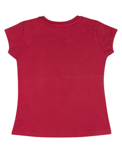 Girls Casual Printed Red Top