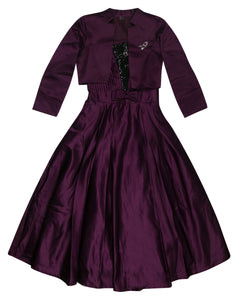 Girls Embellished Purple Party Gown With Shrug