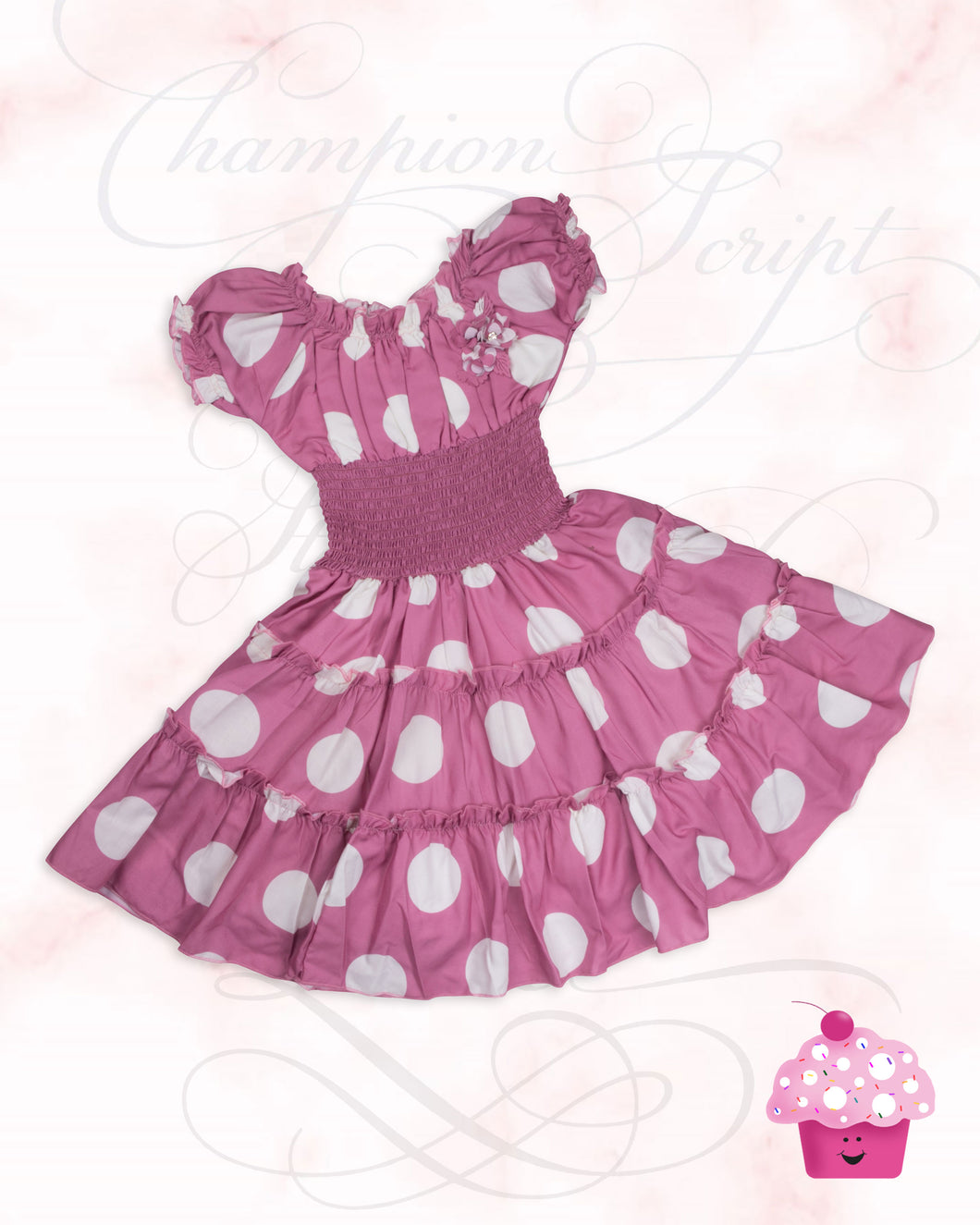 Girls Fashion Dotted Pink Frock