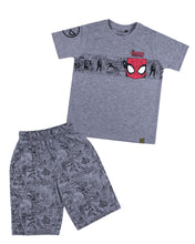 Load image into Gallery viewer, Boys Solid Spiderman Printed Grey Night Suit
