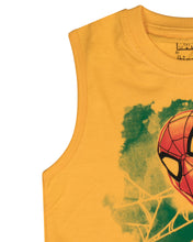 Load image into Gallery viewer, Boys Spider Man Printed Yellow Sleeve Less T Shirt
