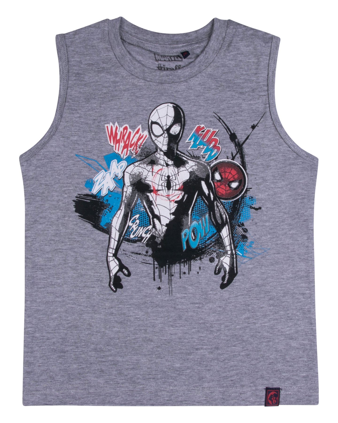 Boys Spider Man Printed Grey Sleeve Less T Shirt