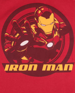 Boys Iron Man Printed Red Sleeve Less T Shirt