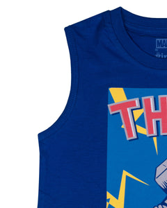 Boys Thor Printed Royal Blue Sleeve Less T Shirt