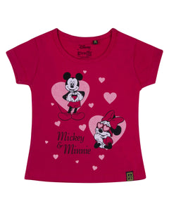 Girls Mickey and Minnie Printed Casual T Shirt