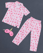 Load image into Gallery viewer, Heron Printed Pink Front Open Night Suit
