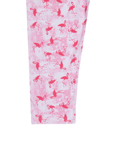 Heron Printed Pink Front Open Night Suit
