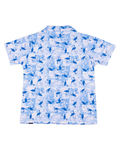 Heron Printed Front Open Blue Night Suit