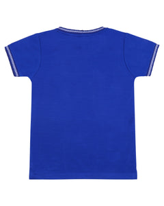 Blue & White Printed Round Neck T-Shirt