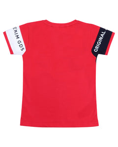 Red & Black Printed Round Neck T-Shirt