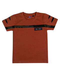 Boys Casual Orange Round Neck T Shirt