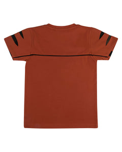 Boys Casual Orange Round Neck T Shirt