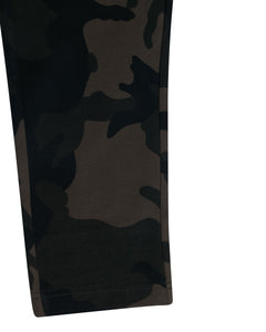 Boys Solid Green Army Print Track Pant
