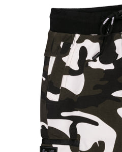 Boys Solid Army Print Track Pant