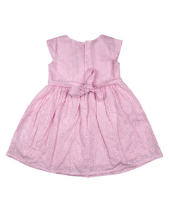 Girls Embroidered Casual Pink Frock