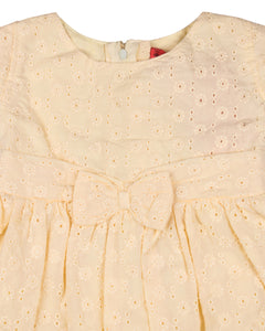 Girls Embroidered Casual Yellow Frock