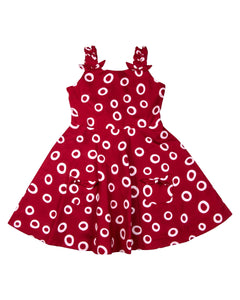 Girls Printed Casual Red Frock