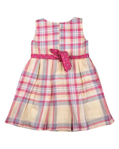 Girls Printed Casual Pink Frock