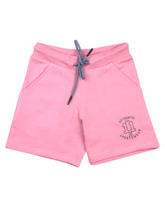 Girls Solid Pink Casual Shorts