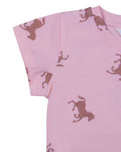 Girls Fashion Unicorn Printed Peach Top
