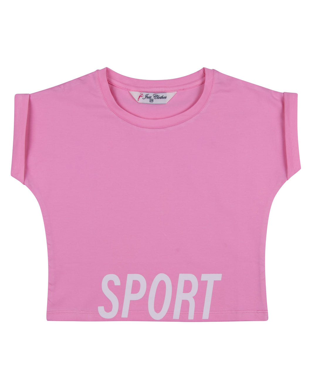 Girls Fashion Printed Light Pink Short Top