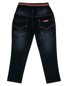 Boys Black Stretchable Solid Jeans