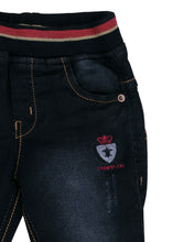 Load image into Gallery viewer, Boys Black Stretchable Solid Jeans
