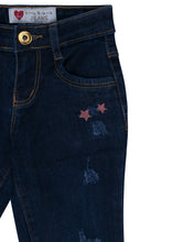 Load image into Gallery viewer, Girls Dark Blue Embroidered Jeans
