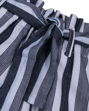 Load image into Gallery viewer, Girls Striped Navy Blue Cotton Shorts
