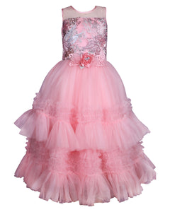 Pink Flared Party Gown