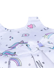 Load image into Gallery viewer, Girls Unicorn Print White Frock
