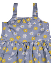 Load image into Gallery viewer, Girls Floral Printed Light Grey Cotton Frock

