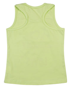 Girls Printed Light Green Sleeve Less Top