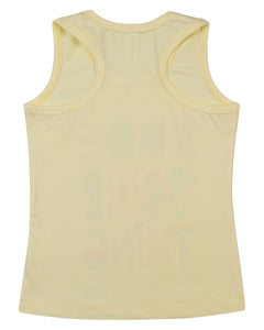 Girls Printed Yellow Sleeve Less Top