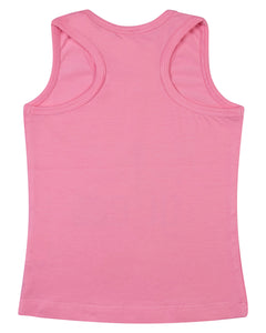 Girls Printed Pink Sleeve Less Top