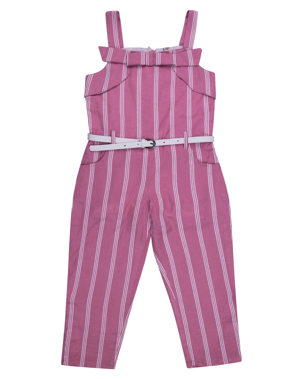 Girls Stiped Pink Full Jump Suit