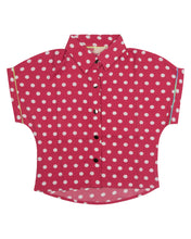 Load image into Gallery viewer, Girls Dotted Shirt Style Pink Top
