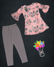 Load image into Gallery viewer, Girls Floral Printed Grey Legging Set
