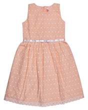 Load image into Gallery viewer, Girls Flower Embroidered Peach Cotton Frock
