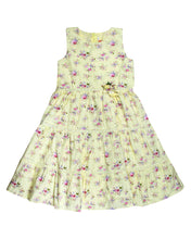 Load image into Gallery viewer, Girls Floral Printed Yellow Cotton Frock
