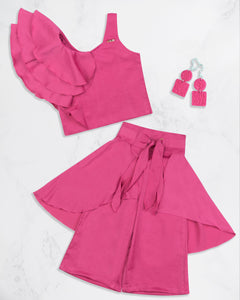 Pink Ankle Plazo With Stylish Top