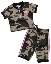 Load image into Gallery viewer, Girls Army Printed Top with Capri Two Piece Set
