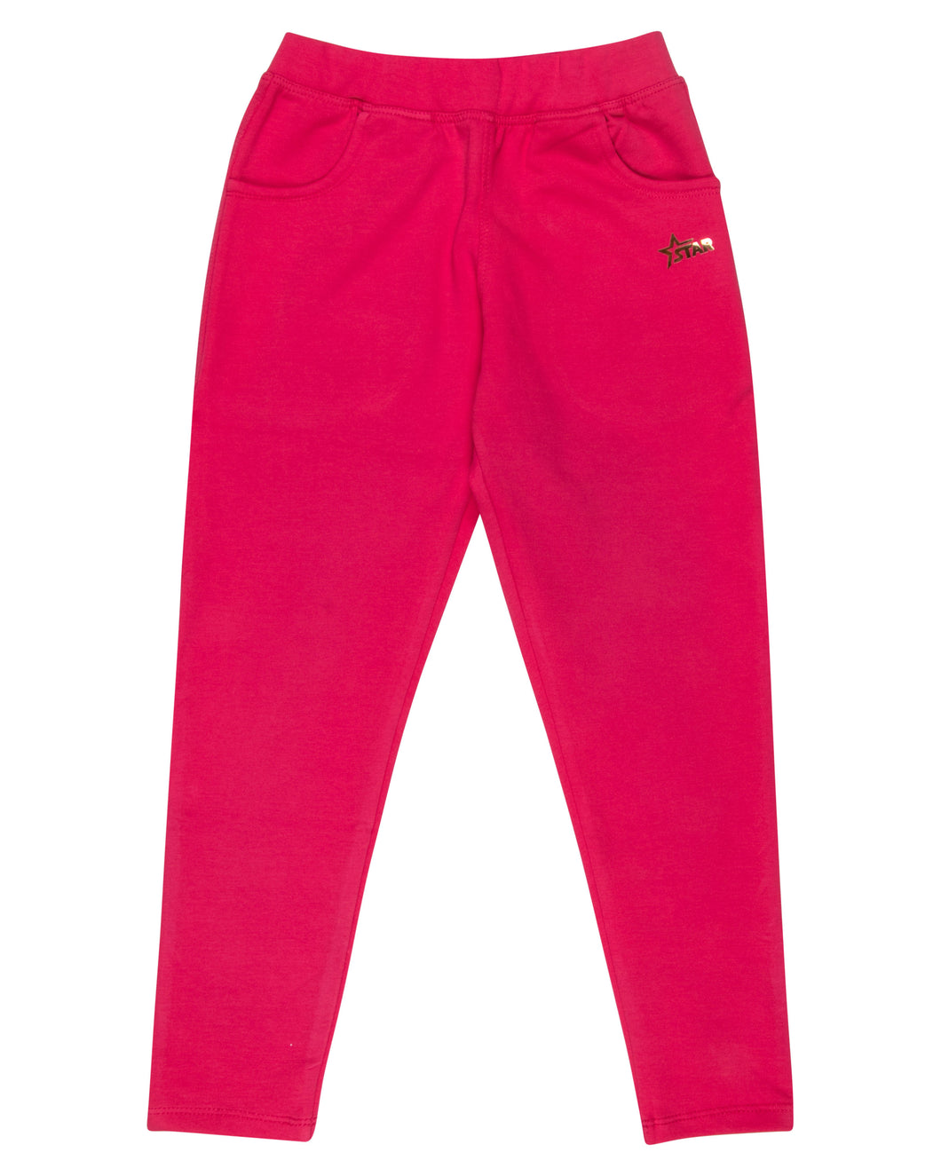 Girls Solid Stretchable Tomato Track Pant