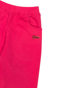 Girls Solid Stretchable Tomato Track Pant
